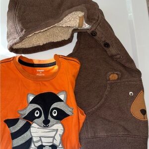 Gymboree Bear hoodie and Halloween raccoon shirt sz 4